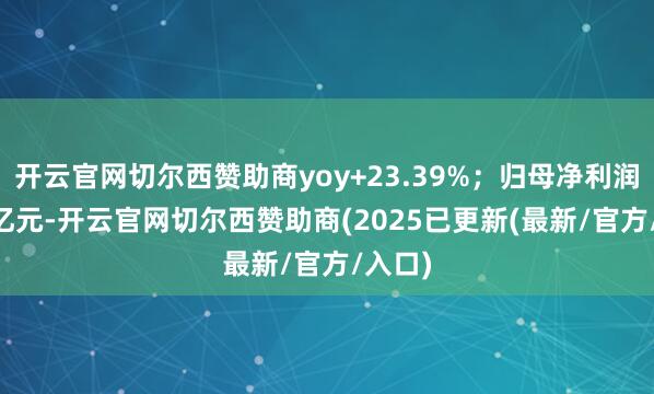 开云官网切尔西赞助商yoy+23.39%;归母净利润0.68亿元-开云官网切尔西赞助商(2025已更新(最新/官方/入口)